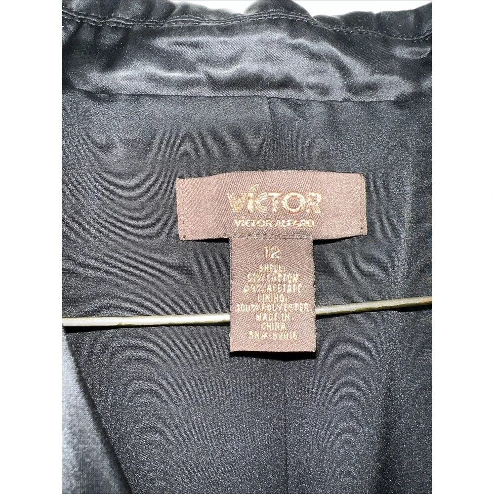 Women’s Victor‎ Alfaro Black Silk Evening Dress Jacket Blazer Size 12